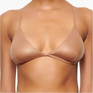 Skims S Wet Jersey Triangle Bralette Sienna 0102 Brown Strappy Cage Back small